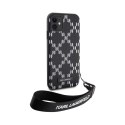 Karl Lagerfeld Monogram Losange Saffiano - Case with lanyard for iPhone 11 (Black)