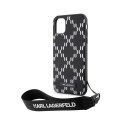 Karl Lagerfeld Monogram Losange Saffiano - Case with lanyard for iPhone 11 (Black)