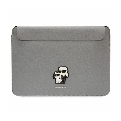 Karl Lagerfeld NFT Saffiano Karl & Choupette Sleeve - 14" Notebook Case (Silver)