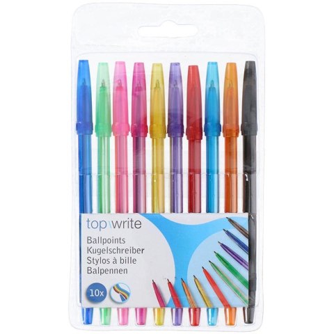 Topwrite - Ballpoint pen set 10 colours