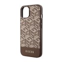 Guess GCube Stripes MagSafe - Case for iPhone 14 Plus (Brown)