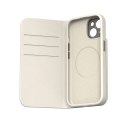 Moshi Overture MagSafe - Leather 3-in-1 case with flip cover for iPhone 15 (Eggnog White)