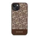 Guess GCube Stripes MagSafe - Case for iPhone 14 (Brown)