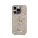 Guess Glitter Script Big 4G - Case for iPhone 15 Pro (Gold)