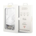 Guess Liquid Glitter Marble - Case for iPhone 14 Pro (White)