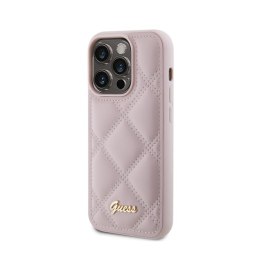 Guess Quilted Metal Logo - Case for iPhone 15 Pro (Pink)