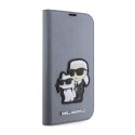 Karl Lagerfeld Booktype NFT Saffiano Karl & Choupette - Case for iPhone 14 Pro Max (Silver)