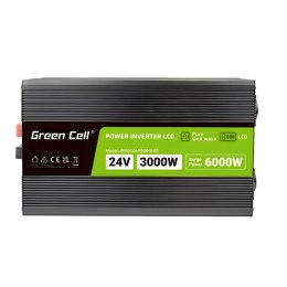 Green Cell - PowerInverter voltage converter with LCD display 24V to 230V 3000W/6000W Pure sine wave