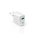 PURO MiniPro Wall Charger GaN - Power charger 1 x USB-C & 1 x USB-A 65W PD (white)