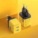 WEKOME WP-U128 - 2x USB-C Super Fast Charge GaN 40W mains charger (Yellow)