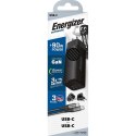 Energizer Ultimate - Multiplug EU / UK / US GaN USB-C & USB-A 90W PD mains charger + USB-C cable (Black)