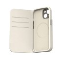 Moshi Overture MagSafe - Leather 3-in-1 case with flip cover for iPhone 15 Plus (Eggnog White)