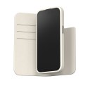 Moshi Overture MagSafe - Leather 3-in-1 case with flip cover for iPhone 15 Plus (Eggnog White)