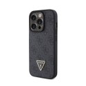 Guess Leather 4G Triangle Strass - Case for iPhone 15 Pro (Black)