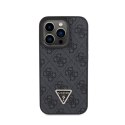 Guess Leather 4G Triangle Strass - Case for iPhone 15 Pro (Black)