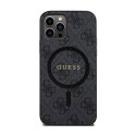Guess 4G Collection Leather Metal Logo MagSafe - Case for iPhone 12 / iPhone 12 Pro (Black)