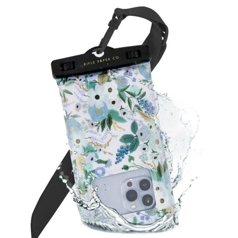 Rifle Paper Waterproof Floating Pouch - Waterproof case for smartphones up to 6.7" (Garden Party Blue)