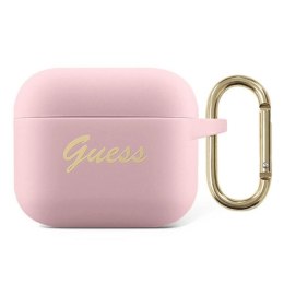 Guess Silicone Vintage Script - Case for Airpods 3 (Pink)