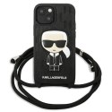 Karl Lagerfeld Leather Monogram Patch and Cord Iconik - Cover for iPhone 13 mini