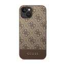 Guess 4G Bottom Stripe Metal Logo Collection - Case for iPhone 14 Plus (Brown)