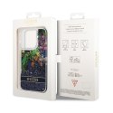 Guess Liquid Glitter Flower - Case for iPhone 14 Pro (Blue)