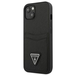 Guess Saffiano Double Card Triangle - Cover for iPhone 13 mini (Black)