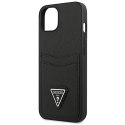 Guess Saffiano Double Card Triangle - Cover for iPhone 13 mini (Black)