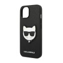 Karl Lagerfeld Saffiano Choupette Head Patch Case - Case for iPhone 14 Plus (Black)