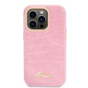 Guess Croco Collection - Case for iPhone 14 Pro (Pink)
