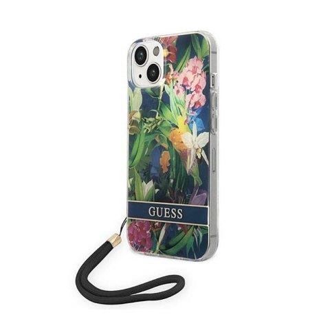 Guess Flower Cord - Case for iPhone 14 Plus (Blue)