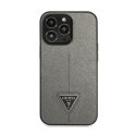 Guess Saffiano Triangle Logo Case - Case for iPhone 14 Pro Max (Silver)