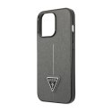 Guess Saffiano Triangle Logo Case - Case for iPhone 14 Pro Max (Silver)