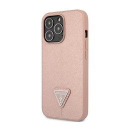 Guess Saffiano Triangle Logo Case - Case for iPhone 14 Pro (Pink)