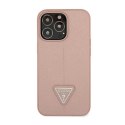 Guess Saffiano Triangle Logo Case - Case for iPhone 14 Pro (Pink)