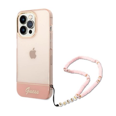 Guess Translucent Pearl Strap - Case for iPhone 14 Pro (Pink)