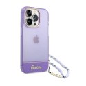 Guess Translucent Pearl Strap - Case for iPhone 14 Pro (Purple)