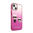 Karl Lagerfeld Gradient Ikonik Karl & Choupette - Case for iPhone 14 Plus (Pink)