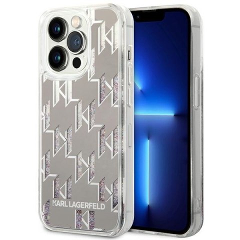 Karl Lagerfeld Monogram Liquid Glitter - Case for iPhone 14 Pro (Silver)