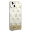 Guess 4G Stripe Script Logo Electroplated Pattern - Case for iPhone 14 Plus (Gold)