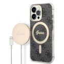 Guess Bundle Pack MagSafe 4G - Set of case for iPhone 13 Pro Max + MagSafe charger (Black/Gold)