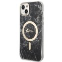 Guess Bundle Pack MagSafe IML Marble - Set of case for iPhone 14 Plus + MagSafe charger (Black/Gold)