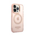 Guess Gold Outline Translucent MagSafe - Case for iPhone 14 Pro (Pink)