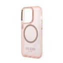 Guess Gold Outline Translucent MagSafe - Case for iPhone 14 Pro (Pink)