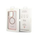 Guess Gold Outline Translucent MagSafe - Case for iPhone 14 Pro (Pink)