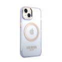 Guess Gold Outline Translucent MagSafe - Case for iPhone 14 (Purple)