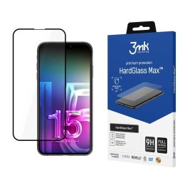 3mk HardGlass Max - Tempered Glass for iPhone 15 (Black)