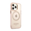 Guess Gold Outline Translucent MagSafe - Case for iPhone 13 Pro Max (Pink)