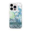 Guess Liquid Glitter Flower - Case for iPhone 14 Pro (Green)