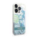 Guess Liquid Glitter Flower - Case for iPhone 14 Pro (Green)