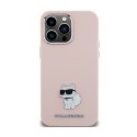 Karl Lagerfeld Silicone Choupette Metal Pin - iPhone 15 Pro Case (pink)